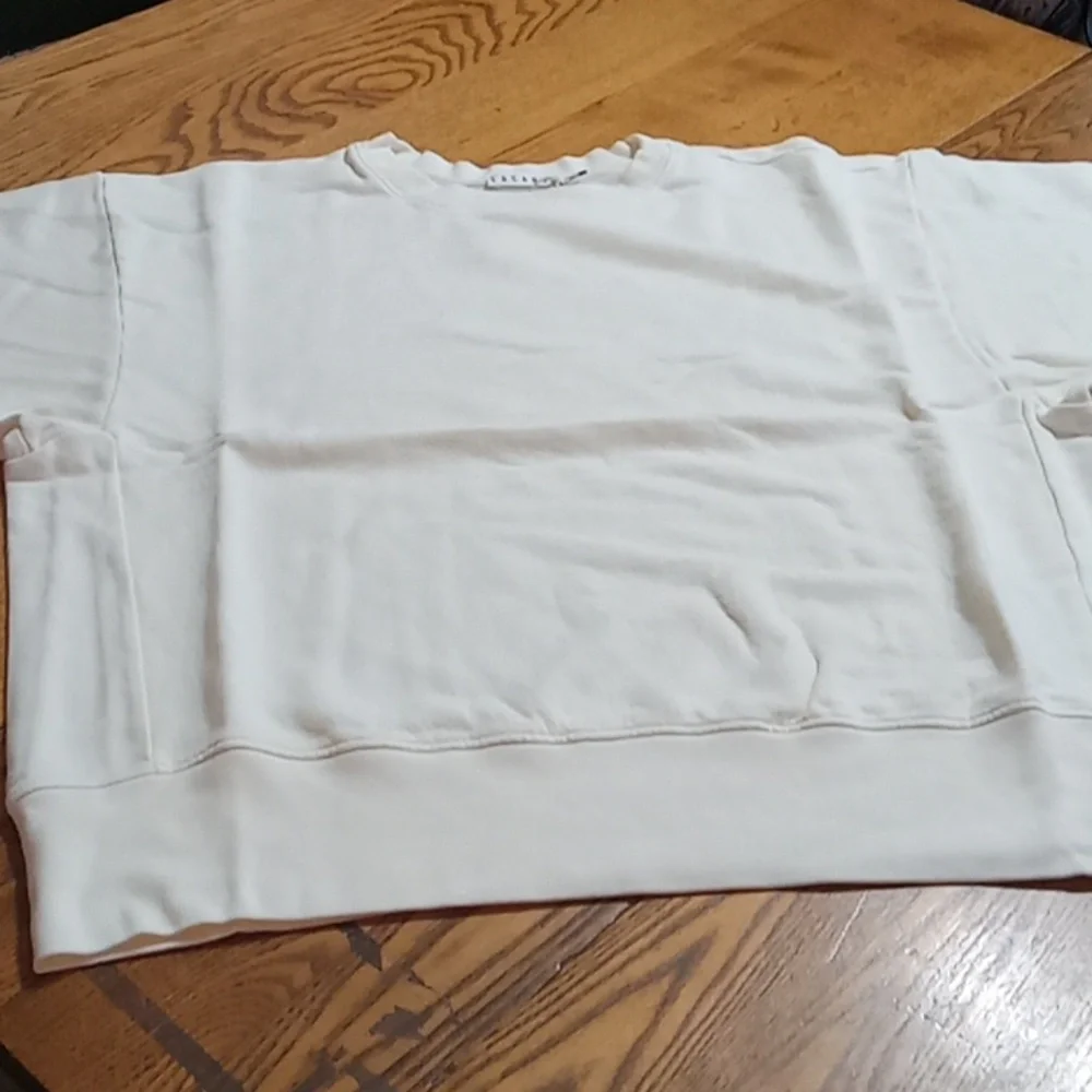 LACAUSA WOMENS EXTRA SMALL XS Top Sweatshirt Shirt NEW Casual Cream Organic - Picture 4 of 6